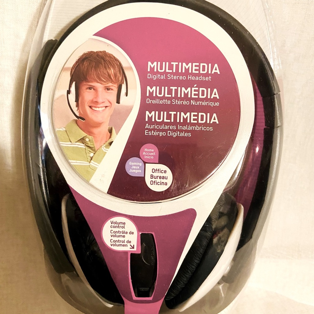 Coby Multimedia Headphones w/Boom Mic-Great for Zoom, Teleworkers, Gamers!